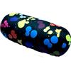 COVERBAGBCN - Cuscino Rotondo Anti-Stress Relax | Sollievo per Collo e Lombare | Riempimento con Microperle Confortevoli | Tessuto Lycra | Lavabile in Lavatrice | 35x15 cm (Nero con macchie colorate)