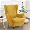 WJHDWYD 2-Pezzi Copripoltrona con Orecchie Elasticizzato, Tinta unita jacquard Addensare Strandmon Copridivano da 1 Posto con Fodera per Cuscino, Lavabile, per Soggiorno Camera(Giallo)