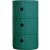Qiydia Comodino Rotondo con Cassetti Scorrevoli, Comodino in Plastica A 2/3/4 Ripiani, Moderno Mobiletto Portaoggetti, Tavolino Laterale per Soggiorno, Camera da Letto(3-Layer, Green)
