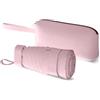 Le Monde du Parapluie Ombrello pieghevole da donna, con 6 persiane, leggero e compatto, 16 cm, formato da viaggio, tasca, borsa a vento, con custodia in pelle, colore: rosa