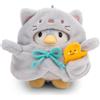 NICI Pinguino Waddle 8cm con anatra & costume da gatto in scatola regalo 8,5x6,5x10cm blu - Simpatico peluchetto con imbottitura morbida per giochi e coccole, perfetto come idea regalo - 61143
