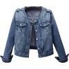 MJGkhiy Giacca di Jeans Donna Curvy Strappati Giacche Corta Elegante Maniche Lunghe Denim Jacket Casual Moda Button Up Giubbino Jean Autunno Primavera