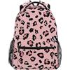SKYSHU Zaino rosa leopardato per uomo e donna, impermeabile, per scuola media/media, leggero, per computer portatile, con tasche multiple, per ragazzi e ragazze, Rosa leopardato., 16 x 11.4 x 6.9 Inch