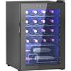 EasyComfort Cantinetta Vino Refrigerata per 20 Bottiglie, Capacità 53L, Porta in Vetro Anti-UV e Ripiani Regolabili, Nero