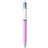 BIC - 1 penna a 4 colori - Inchiostro divertente - corpo rosa - punta media: 1 mm
