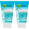 Garnier Skin Naturals Pure Active Gel Detergente Esfoliante Anti Punti Neri Anti sebo Anti Imperfezini Formula con Acido Salicilico e Minerali per Pelli Grasse - 2 Flaconi da 150ml