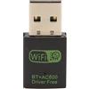 Vikye Adattatore USB WiFiRicevitore di Rete Wireless Dual Band 600Mbps, Mini Dongle WiFi per PC/Laptop/Desktop, 2.4/5Ghz