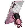 Rnrieyta Miagon Brillantini Astronauta Cavalletto Custodia per Samsung Galaxy Note 10 Plus,Elettrolitico 2 in 1 Cover Morbida Sottile Silicone Protettiva Case con Astronauta Stand Supporto