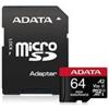 Adata 64GB Scheda MicroSD Adata 64GB + Adattatore Nero [AUSDX64GUI3V30SHA2-R]