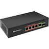 QOLTEC Switch Qoltec Fast Non gestito 6 porte 4x RJ45 PoE + 1x RJ45 Uplink + 1x SFP 1000Mbps Nero [NUQOLSW04052296]