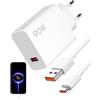 RaitWahl Caricatore Rapido 90W HyperCharge + Cavo USB-C 6A 1 m per Xiaomi 15/14/13 Ultra, POCO X7 Pro/F6/F7 Pro, Redmi Note 14/13 K80; Adattatore Turbo Charge 67W/45W/33W, Ricarica Veloce USB Type-C
