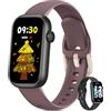 BOALZETD Smartwatch Donna Uomo, 1,47'' Orologio Smartwatch con Chiamate Bluetooth, Cardio SpO2 Sonno Contapassi Fitness Tracker Orologio Digitale Impermeabile IP68 Smartband, Nero/Viola Fumé