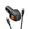 Spigen ArcStation Essential 113W Caricatore Auto USB C Rapido [Cavo E-Marker Incluso & 3 Porte] Mini Caricatore Accendisigari Compatibile con iPhone 17 17e 16 15 Samsung S26 S25 Google Pixel 10a 10