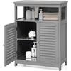 FANTASK Armadio portaoggetti in legno, mobile da cucina indipendente con 2 ante per tapparelle, mobile da bagno, cassettiera per cucina, bagno e soggiorno (grigio)