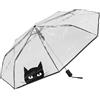 Le Monde du Parapluie - Ombrello pieghevole trasparente automatico - antivento - 8 stecche in fibra di vetro - solido - gatto