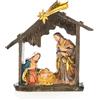 Logbuch-Verlag Piccolo presepe natalizio in resina, 9 x 8,5 cm: decorazioni Natale casa, natività con Maria Giuseppe e Gesù Bambino, statuina da tavolo elegante per interni