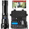 Mikenoon Torcia tattica a LED ricaricabile ad alta potenza Torcia con zoom telescopico in lega di alluminio per la pesca in campeggio all'aperto -