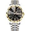 RORIOS Orologio Elegante Quarzo da Uomo Orologio da Polso Diamante Impermeabile Orologio Classico Acciaio Inossidabile Orologio Multifunzione Lavoro oro nero C