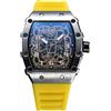 RORIOS Orologio Quarzo da Uomo Orologi da Polso Moda Tonneau Orologi Luminosi Analogico Orologi Casual Sportivo con Calendario Argento Giallo