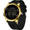 RORIOS Orologio Semplice Elettronico Orologio da Polso Digitale da Uomo Orologio Multifunzione Sportivo Orologio Casual Impermeabile Cinturino in Silicone Nero Oro A