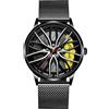RORIOS Orologio Moda da Uomo Orologi da Polso Analogico Quarzo Orologi Design Mozzo Auto Orologi Cool Impermeabile con Cinturino in Acciaio Inossidabile Maglia Giallo B