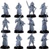 Forged Terrain Samurai giapponese Ronin Set Miniature, Giochi di guerra da tavolo Swordsmen Figure, Non verniciato, Figurine feudali di Wargaming Samurai Nippon Starter Army