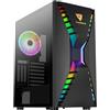 Aerocool Cronus Mid Tower Case - PC Gaming Case with 1 x 1400mm ARGB Rear Fan, RGB LED Front & Full Tempered Glass Side Panel, GPU Bracket, Supports Liquid Cooling, Cable Management, Tower Case, Black
