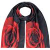 VON LILIENFELD® Scialle Seta Sciarpa Donna Accesorio Satin Fiore Rose rosso