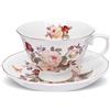 fanquare elegante tazza da caffè con fiore in ceramica e piattino set tazza da tè floreale in porcellana vintage per spuntino, succo di frutta, colazione con latte