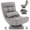 RELAX4LIFE Poltrona da Terra con Base Girevole, Poltrona Relax con Schienale Reclinabile in 4 posizioni, Adatta per Camera da Letto, Ufficio e Soggiorno (71-100 x 63 x 83-92,5 cm, Gray, 1)