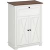 HOMCOM Credenza multiripostiglio 2 ante con ripiano regolabile 1 cassetto, stile country, dim. 60L x 30P x 87,5H cm, camera da letto, soggiorno, bianco