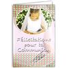 Afie 68-1019/1 Biglietto con Busta Congratulazioni per la tua COMUNIONE RAGAZZA Glitter Alba Abito Bibbia Festa Primavera Bianco
