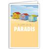 Afie 69-4340 Cartolina Un piccolo angolo di Paradiso con Busta - Poster Mini Posters Formato 17x11,5cm Cabine Spiaggia Sabbia Surf Vacanza Giornata al Mare Partenza Ritiro Retrò Vintage Beige
