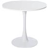 MEUBLE COSY Tavolo da Pranzo Rotondo da Cucina, Stile Scandinavo, per 2-4 Persone, Struttura in Metallo, Bianco, 80x80x73cm