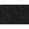 Master Kitchen MKHC 7742 D-O BK - Piano cottura a induzione in vetroceramica nera, 77 cm, 4 zone, comandi touch slider, doppia zona, zona ovale, timer, blocco di sicurezza,