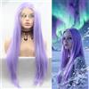 SereneWig Parrucche lunghe dritte viola pastello sintetico pizzo anteriore per le donne uso quotidiano fibra resistente al calore colore lilla viola colore Halloween Cosplay partito trucco Drag Queen
