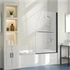 VEVOR Porta Doccia Senza Telaio per Vasca da Bagno, Larghezza 864 mm Altezza1397 mm, Mezza Porta in Vetro Temperato Girevole a 180° per Doccia con Schermo Maniglia in Acciaio Inox Nero