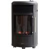 QLIMA Stufa A Gas Gpl Da Interno 3,4 Kw Effetto Camino Nera