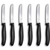 Victorinox Swiss Classic, Coltello da colazione, Coltello da pane, Lama affilata, seghettata, 11 cm, Manico in plastica, Acciaio inossidabile, Set da 6 Pezzi, Nero