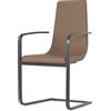 Connubia, sedia Cruiser con braccioli. Struttura GRIGIO OPACO Sedile pelle ANTILOPE