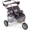 Bayer Chic 2000-Passeggino gemellare per Bambole Fino a 50 cm, Colore Grigio/Navy, 67 x 51,5 x 71 cm, 697 26