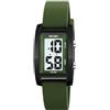 Gosasa Orologio digitale unisex alla moda, con numeri grandi, quadrante rettangolare, impermeabile, cinturino in silicone a LED, Verde, Casual