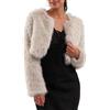 Rrongwn Cappotto corto da donna in pelliccia sintetica in pelliccia sintetica, cappotto di pelliccia spessa, calda giacca invernale invernale foderata, giacca in pile antivento, beige., S
