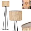 hofstein Lampada da terra Bongal, lampada in metallo/alghe marine nero/naturale, dal design moderno con paralume rotondo (Ø 40 cm) e interruttore a pedale, altezza 152 cm, 1 x E27, senza lampadina