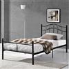 [en.casa] Struttura Letto in Acciaio con Testiera Alta Decorativa e Pediera Letto a Piazza e Mezza con Zona di Riposo 120 x 200 cm Nero
