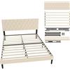 UISEBRT Letto imbottito 160 x 200 cm - Telaio letto con bottoni, struttura per letto a piattaforma con testiera imbottita, supporto per doghe in legno, letto matrimoniale per adulti, design moderno