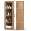 COSTWAY Armadietto Alto 150 cm, Mobile da Terra Indipendente a 4 Ripiani con Porta, Credenza Stretta per Sala da Pranzo, Cucina, Ripostiglio, Soggiorno e Bagno, 40 x 37,5 x 150 cm (Naturale)