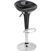 Baroni Home Sgabello Bar Girevole con Altezza Regolabile, Seduta in Plastica Base Cromata con Poggiapiedi e Fondo Antigraffio, Sgabello Cucina, Ristorante, Penisola, 40x45x59-79 cm, Nero, 1 Pezzo