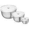 ZWILLING Fresh & Save BOWLS Set di ciotole sottovuoto S/M/L / 6-pz., acciaio inox, bianco-acciaio