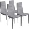 BAKAJI Set 4 Sedie Moderne sala Pranzo Salotto Cucina Seduta Imbottita Ecopelle Grigio